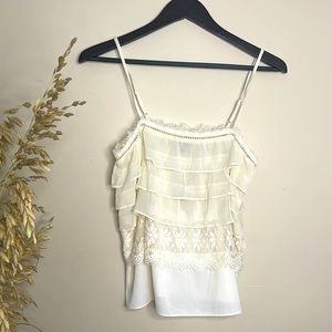 American Eagle Outfitters Light Summer Spaghetti Strap Ruffle LaceTop